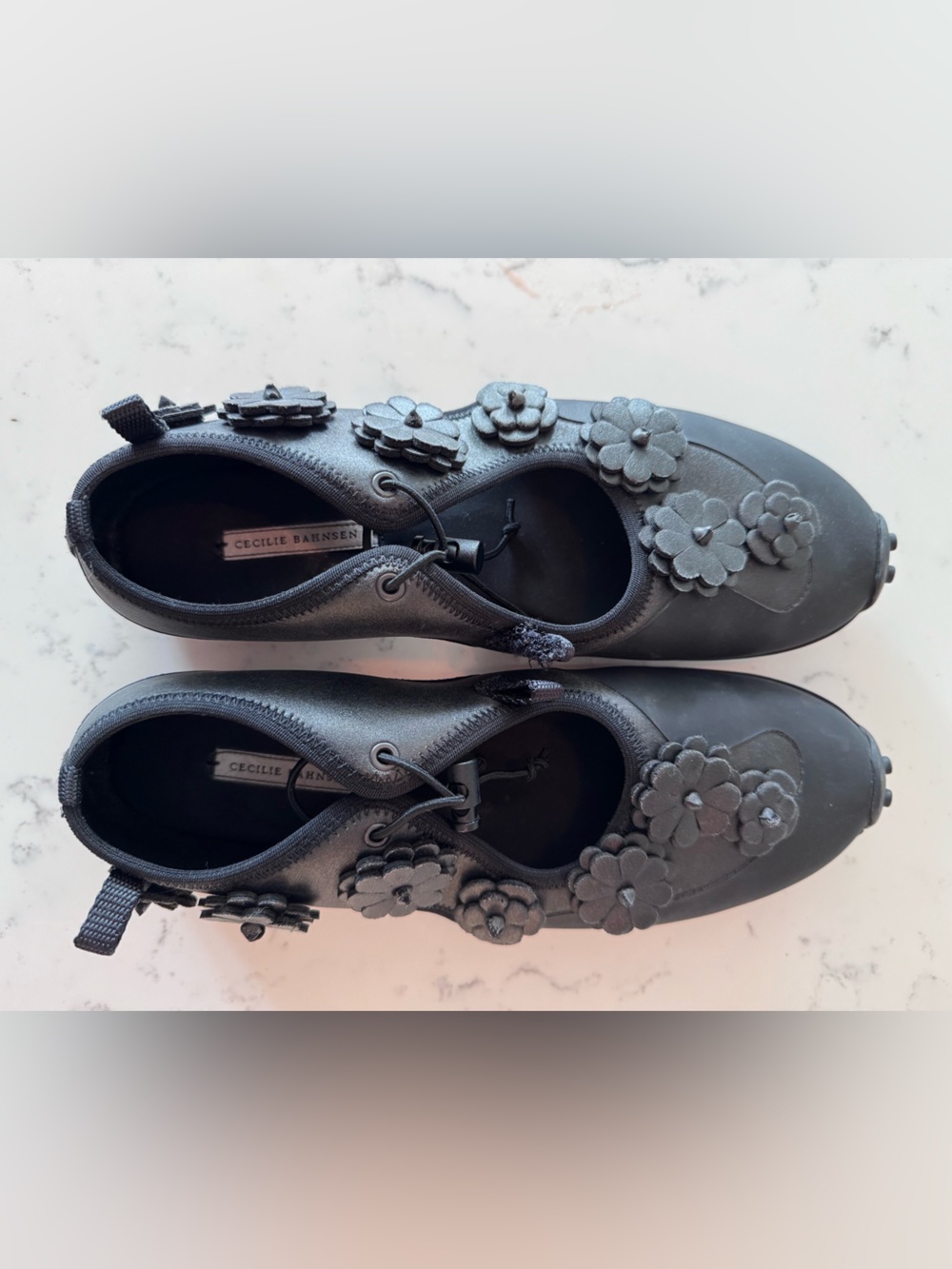 Cecilie Bahnsen Black Floral Appliqué Mary Jane’s